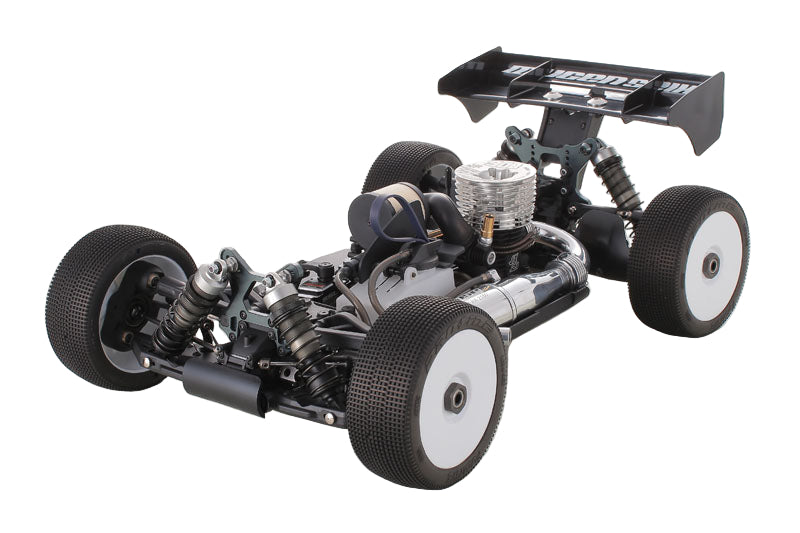 Model of a car chassis with visible branding on a white background