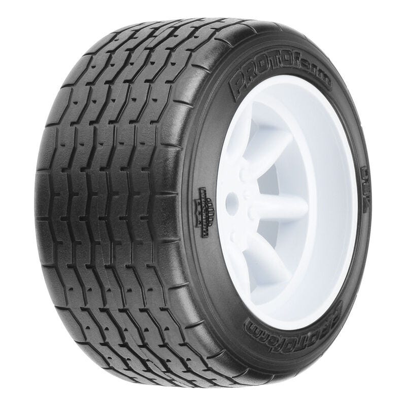 Proline 1/10 Protoform VTA Rear 31mm VTA Tires Mounted on 12mm White Wheels, 2pcs