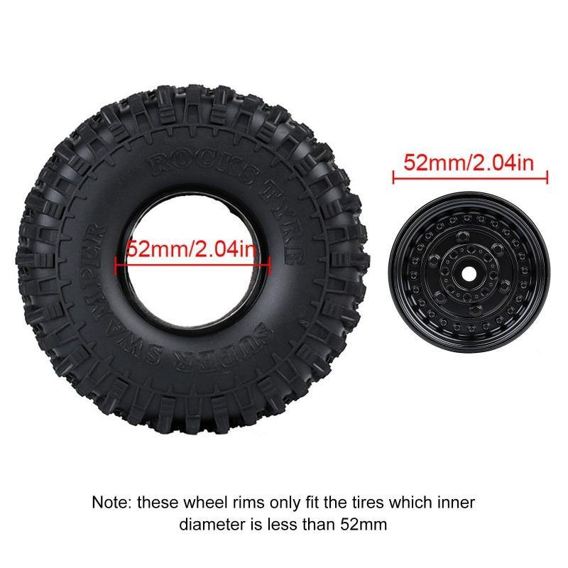 INJORA 4PCS 1.9" Beadlock Wheel Rims for 1/10 Scale RC Crawler, 116g/pcs