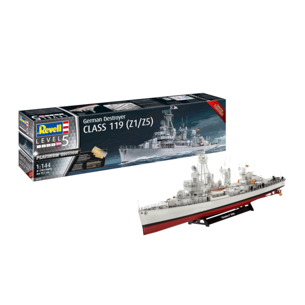 Revell 05179 1/144 Scale Class 119 Destroyer Z1/Z5 German Destroyer - Platinum Edition Model Kit - [Sunshine-Coast] - Revell - [RC-Car] - [Scale-Model]