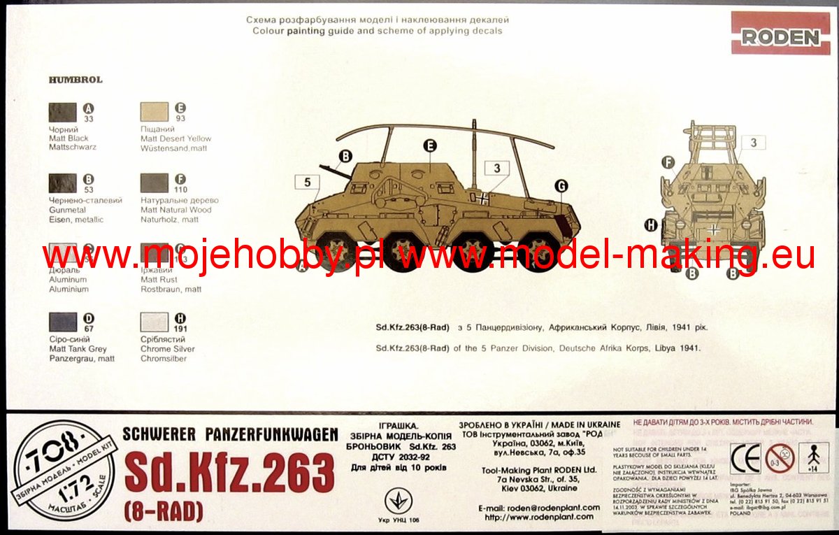 Roden 708 1/72 Scale Sd.Kfz 263 8-Rad (Radio Version) - Techtonic Hobbies - Roden