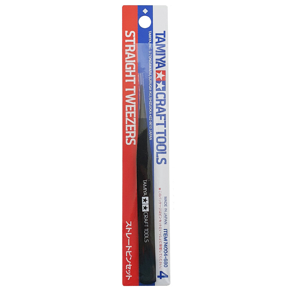 Tamiya Straight Tweezers Black - Precision Modeling Tool for Small Parts