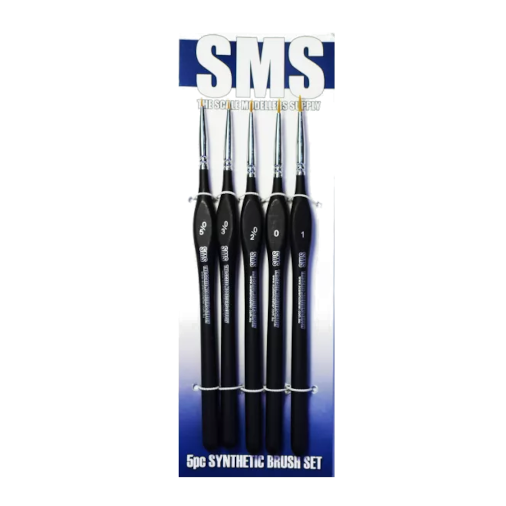 SMS BSET03 5 Piece Synthetic Paint Brush Set - Techtonic Hobbies - SMS