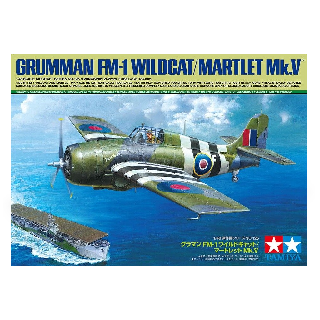 Tamiya 61126 1/48 Scale Grumman FM-1 Wildcat/ Martlet Mk.V Model Kit - [Sunshine-Coast] - Tamiya - [RC-Car] - [Scale-Model]