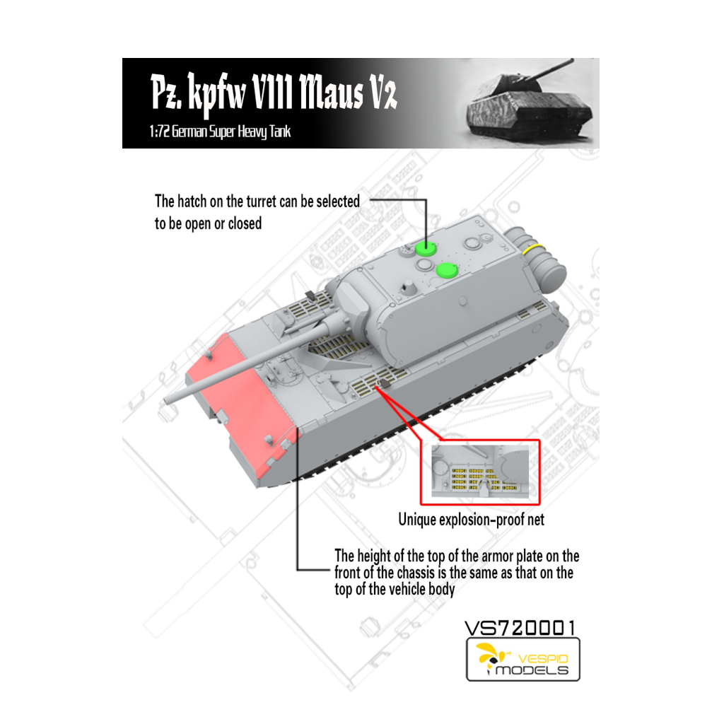 Vespid 1/72 Scale Pz.kpfw V111 Maus V2 Model Kit - [Sunshine-Coast] - Vespid - [RC-Car] - [Scale-Model]