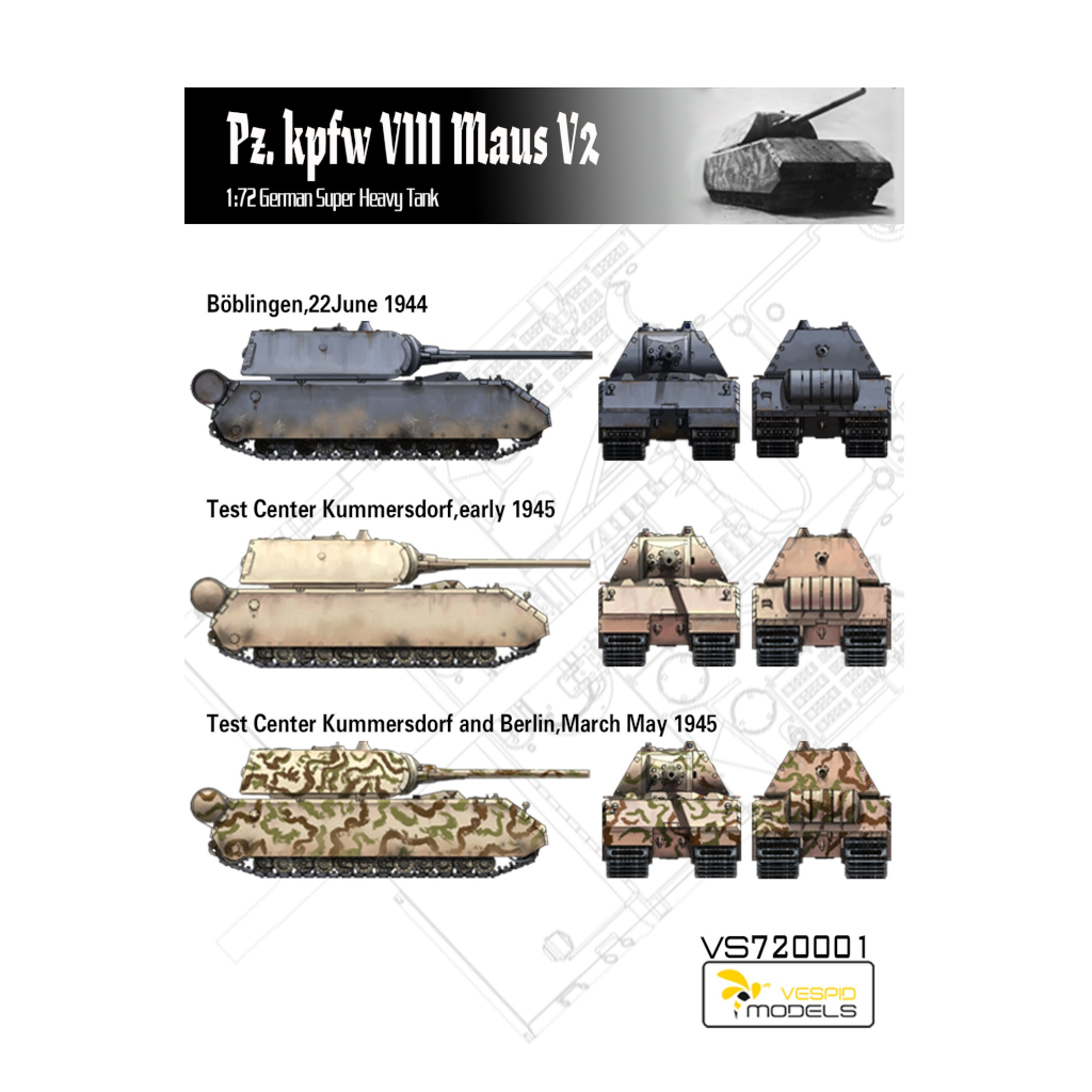 Vespid 1/72 Scale Pz.kpfw V111 Maus V2 Model Kit - [Sunshine-Coast] - Vespid - [RC-Car] - [Scale-Model]