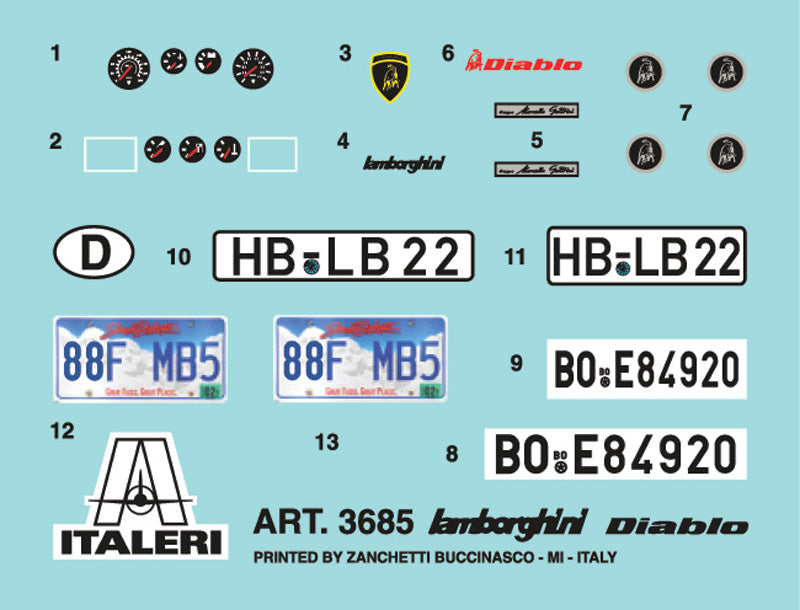 Italeri 03685 1/24 Scale Lamborghini Diablo - Techtonic Hobbies - Italeri