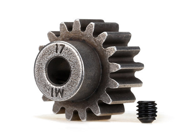 Traxxas-Traxxas  6490X: Gear, 17-T Pinion (1.0 Metric Pitch) (Fits 5Mm Shaft)/ Set Screw (For Use Only With Steel Spur Gears)-rc-cars-scale-models-sunshine-coast