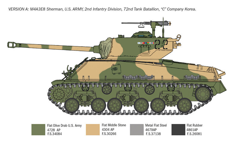 Italeri 06586 1/35 Scale M4A3E8 Sherman Korean War Plastic Model Kit - Techtonic Hobbies - Italeri