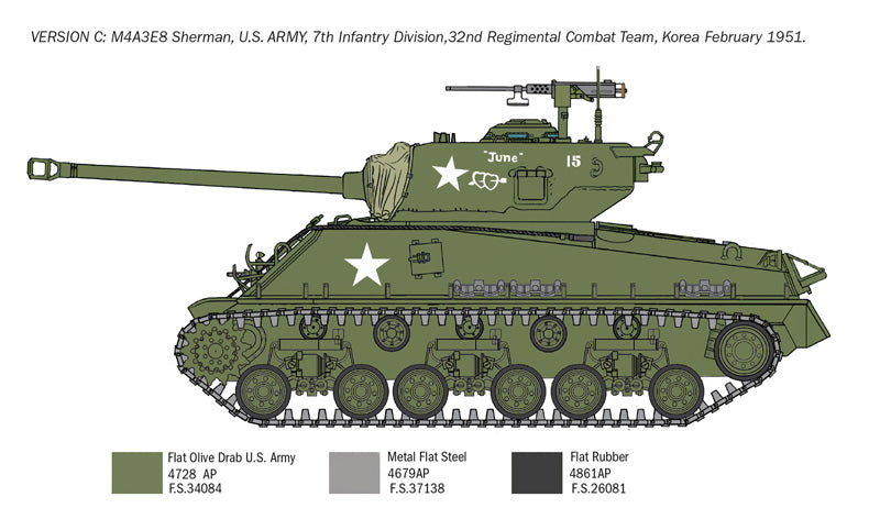 Italeri 06586 1/35 Scale M4A3E8 Sherman Korean War Plastic Model Kit - Techtonic Hobbies - Italeri