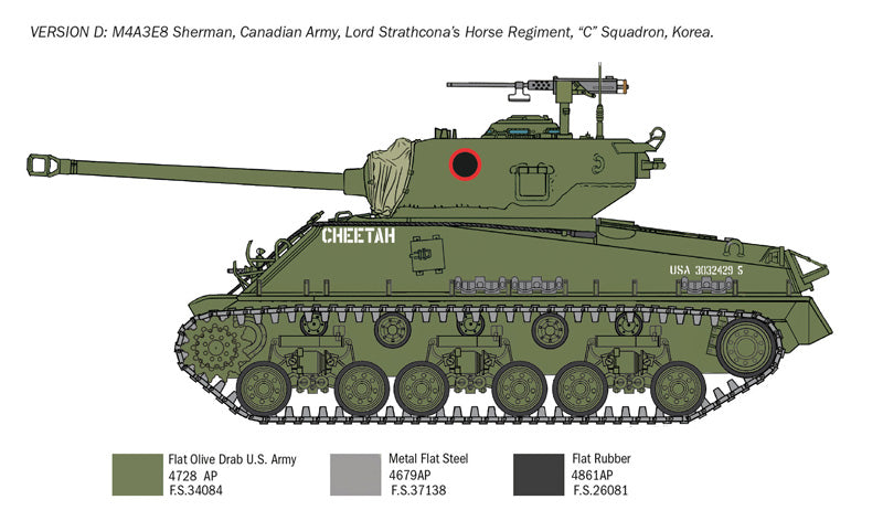 Italeri 06586 1/35 Scale M4A3E8 Sherman Korean War Plastic Model Kit - Techtonic Hobbies - Italeri