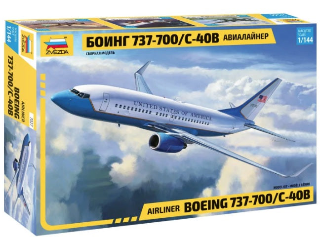 Zvezda 7027 1/144 Scale Civil Airliner Boeing 737-700/C-40B Plastic Model Kit - Techtonic Hobbies - Zvezda