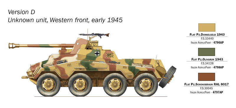 Italeri 070471/72 Scale Sd.Kfz 234/4 German Armored Car Model Kit - Techtonic Hobbies - Italeri