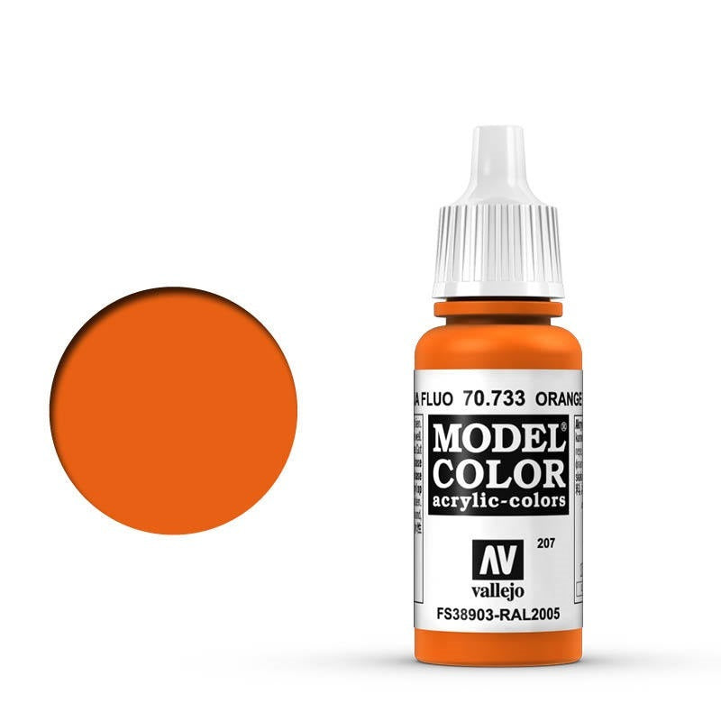 Vallejo-Vallejo Model Colour  207 Fluorescent Orange 17 ml Acrylic Paint [70733] -rc-cars-scale-models-sunshine-coast