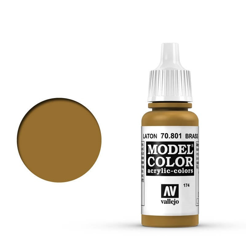 Vallejo-Vallejo Model Colour  174 Metallic Brass 17 ml Acrylic Paint [70801] -rc-cars-scale-models-sunshine-coast