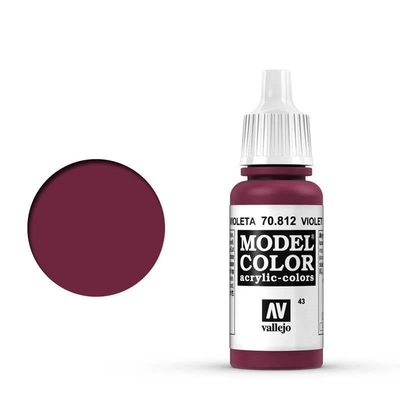 Vallejo-Vallejo Model Colour  043 Violet Red 17 ml Acrylic Paint [70812] -rc-cars-scale-models-sunshine-coast