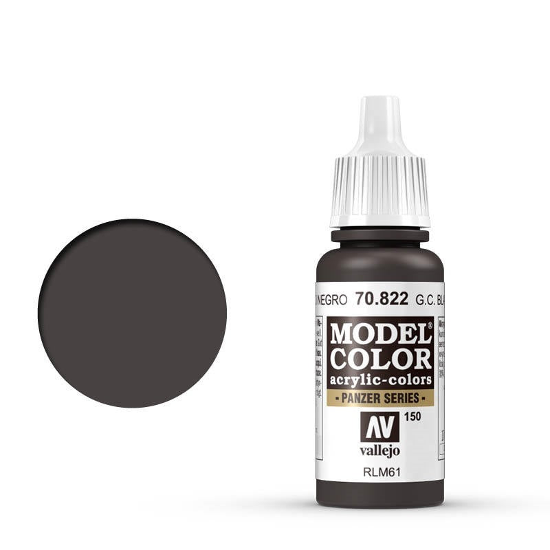 Vallejo-Vallejo Model Colour  150 German Cam Black Brown 17 ml Acrylic Paint [70822] -rc-cars-scale-models-sunshine-coast