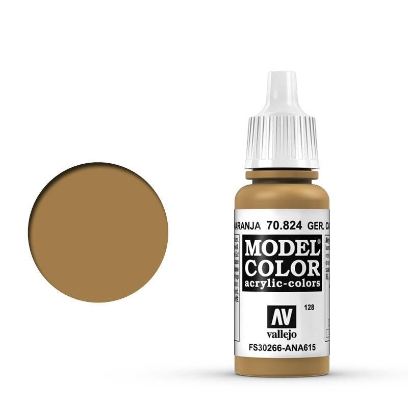 Vallejo-Vallejo Model Colour  128 German Cam Orange Ochre 17 ml Acrylic Paint [70824] -rc-cars-scale-models-sunshine-coast