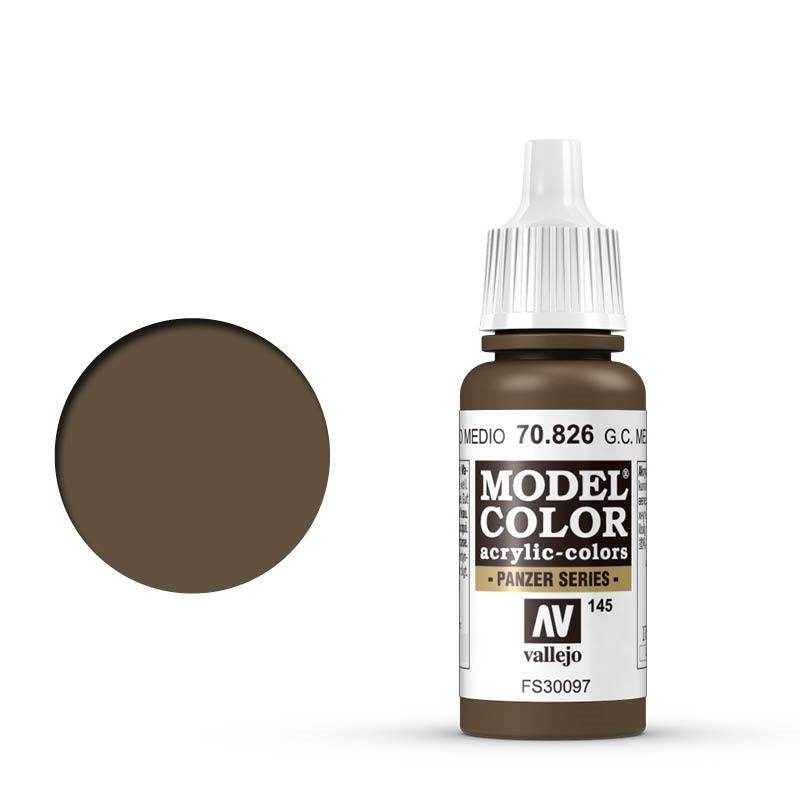 Vallejo-Vallejo Model Colour  145 German Cam MedBrown 17 ml Acrylic Paint [70826] -rc-cars-scale-models-sunshine-coast