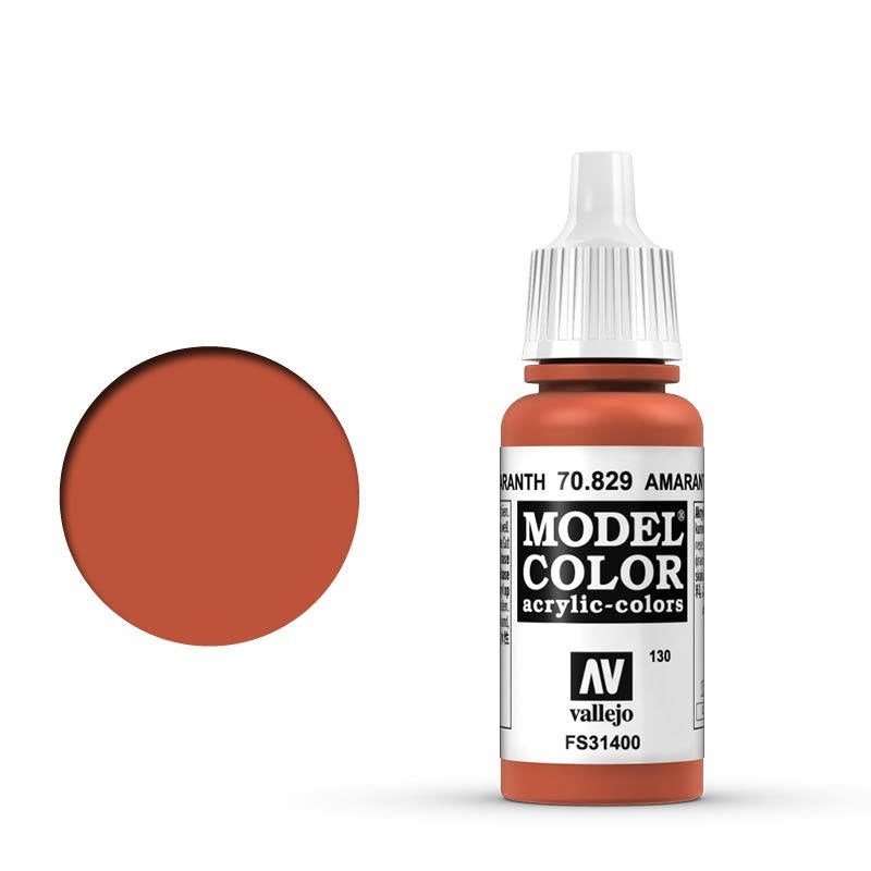 Vallejo-Vallejo Model Colour  130 Amarantha Red 17 ml Acrylic Paint [70829] -rc-cars-scale-models-sunshine-coast