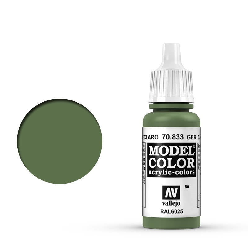 Vallejo-Vallejo Model Colour  080 Ger Cam Light Green 17 ml Acrylic Paint [70833] -rc-cars-scale-models-sunshine-coast