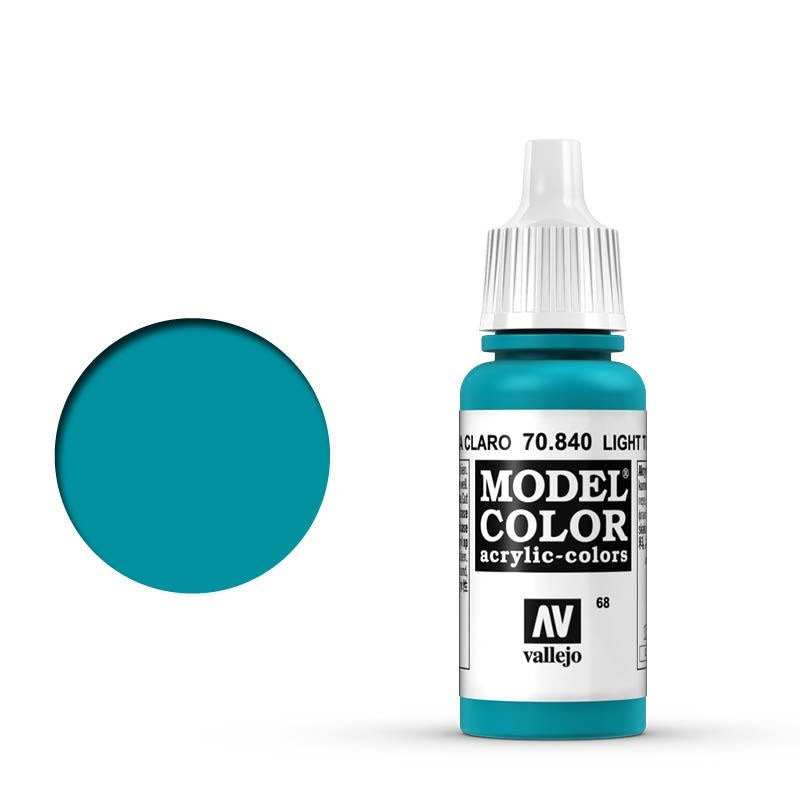 Vallejo-Vallejo Model Colour  068 Light Turquoise 17 ml Acrylic Paint [70840] -rc-cars-scale-models-sunshine-coast