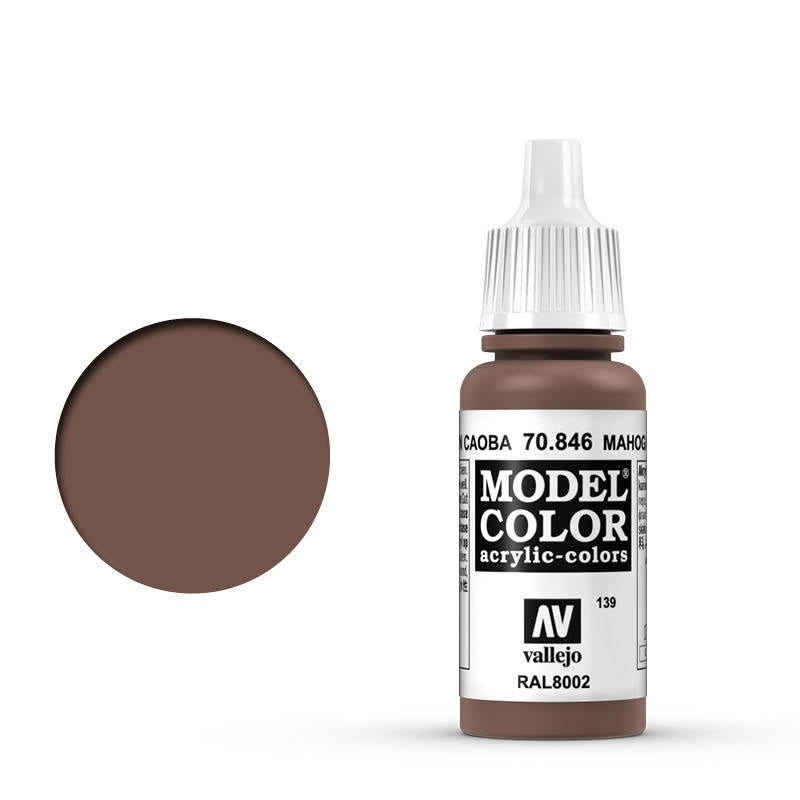 Vallejo-Vallejo Model Colour  139 Mahogany Brown 17 ml Acrylic Paint [70846] -rc-cars-scale-models-sunshine-coast