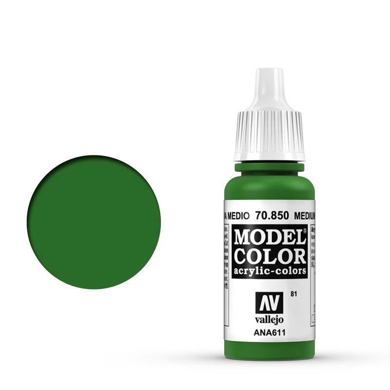 Vallejo-Vallejo Model Colour  081 Medium Olive 17 ml Acrylic Paint [70850] -rc-cars-scale-models-sunshine-coast