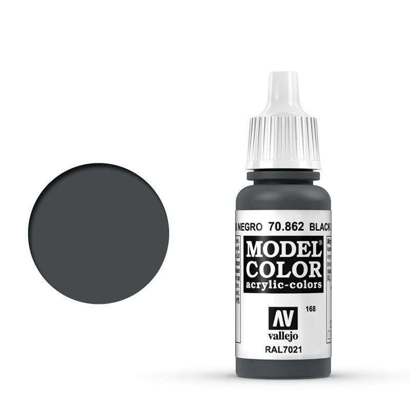 Vallejo-Vallejo Model Colour  168 Black Grey 17 ml Acrylic Paint [70862] -rc-cars-scale-models-sunshine-coast