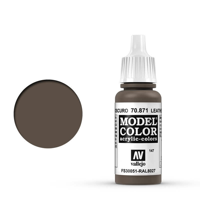 Vallejo-Vallejo Model Colour  147 Leather Brown 17 ml Acrylic Paint [70871] -rc-cars-scale-models-sunshine-coast