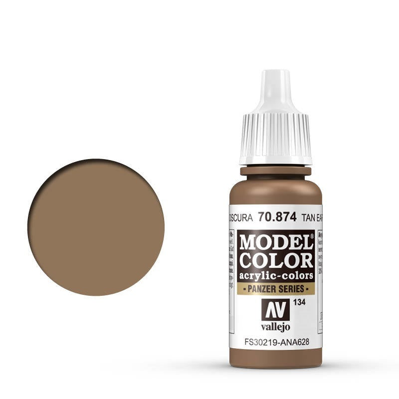 Vallejo-Vallejo Model Colour  134 Tan Earth 17 ml Acrylic Paint [70874] -rc-cars-scale-models-sunshine-coast