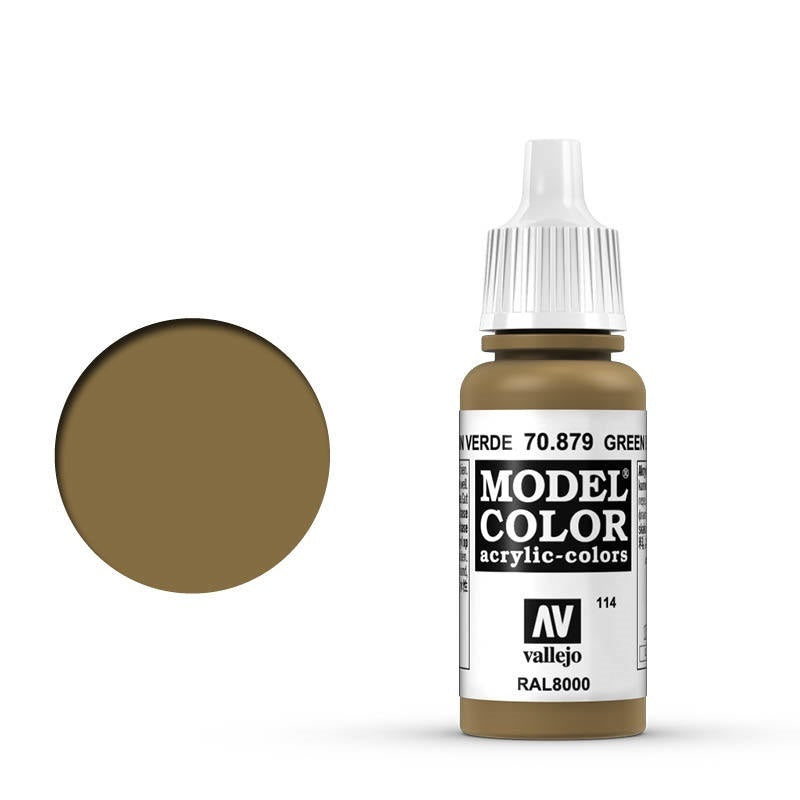 Vallejo-Vallejo Model Colour  114 Green Brown 17 ml Acrylic Paint [70879] -rc-cars-scale-models-sunshine-coast