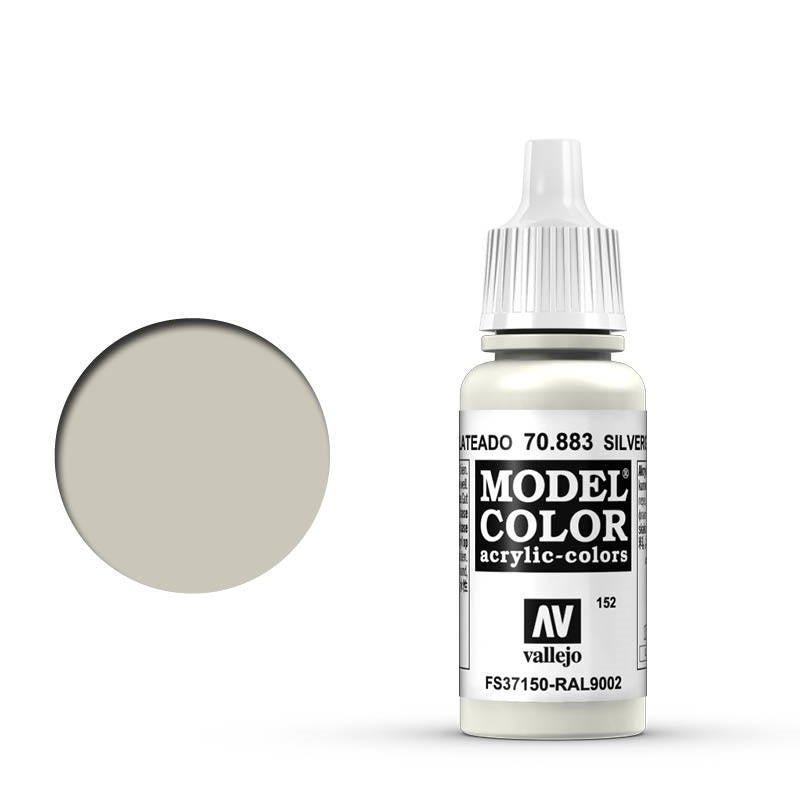 Vallejo-Vallejo Model Colour  152 Silvergrey 17 ml Acrylic Paint [70883] -rc-cars-scale-models-sunshine-coast