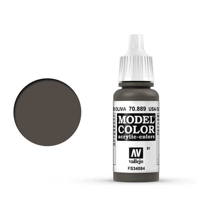 Vallejo-Vallejo Model Colour  091 Olive Brown 17 ml Acrylic Paint [70889] -rc-cars-scale-models-sunshine-coast