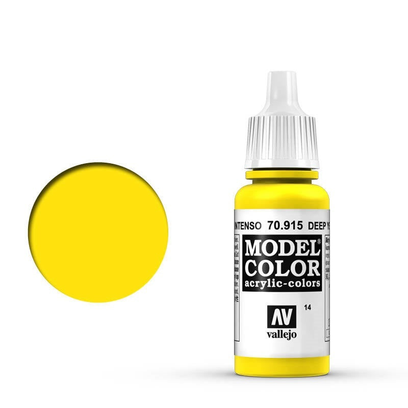 Vallejo-Vallejo Model Colour  014 Deep Yellow 17 ml Acrylic Paint [70915] -rc-cars-scale-models-sunshine-coast