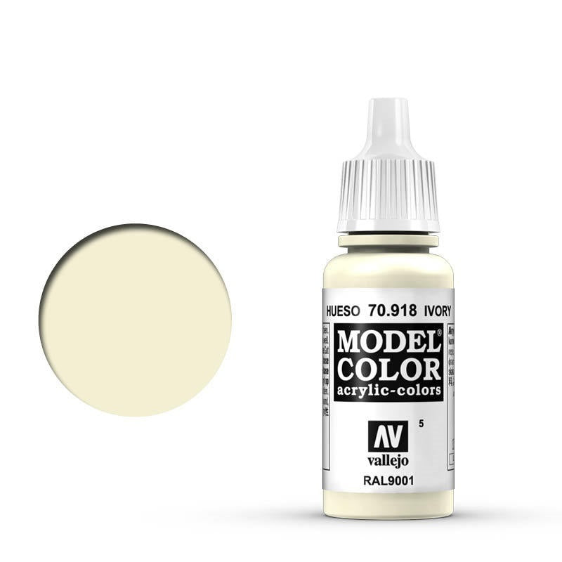 Vallejo-Vallejo Model Colour  005 Ivory 17 ml Acrylic Paint [70918] -rc-cars-scale-models-sunshine-coast