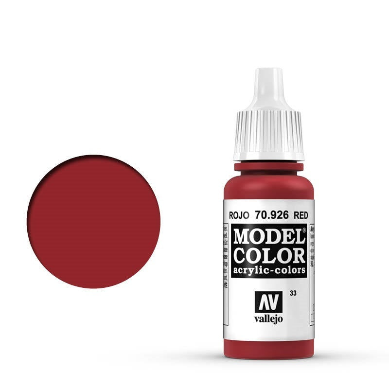 Vallejo-Vallejo Model Colour  033 Red 17 ml Acrylic Paint [70926] -rc-cars-scale-models-sunshine-coast