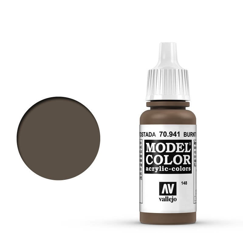 Vallejo-Vallejo Model Colour  148 Burnt Umber 17 ml Acrylic Paint [70941] -rc-cars-scale-models-sunshine-coast