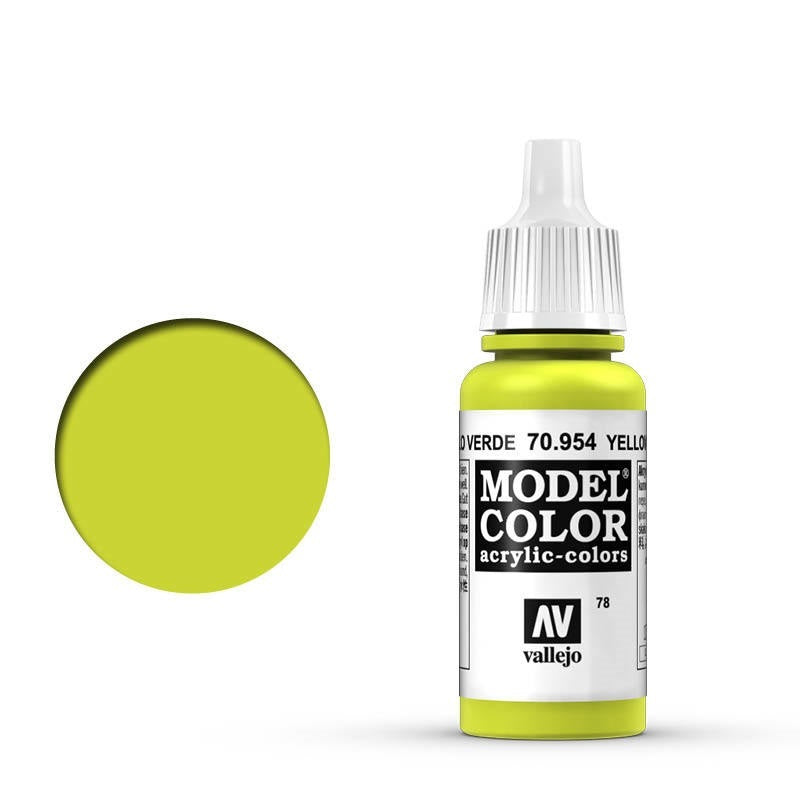 Vallejo-Vallejo Model Colour  078 Yellow Green 17 ml Acrylic Paint [70954] -rc-cars-scale-models-sunshine-coast