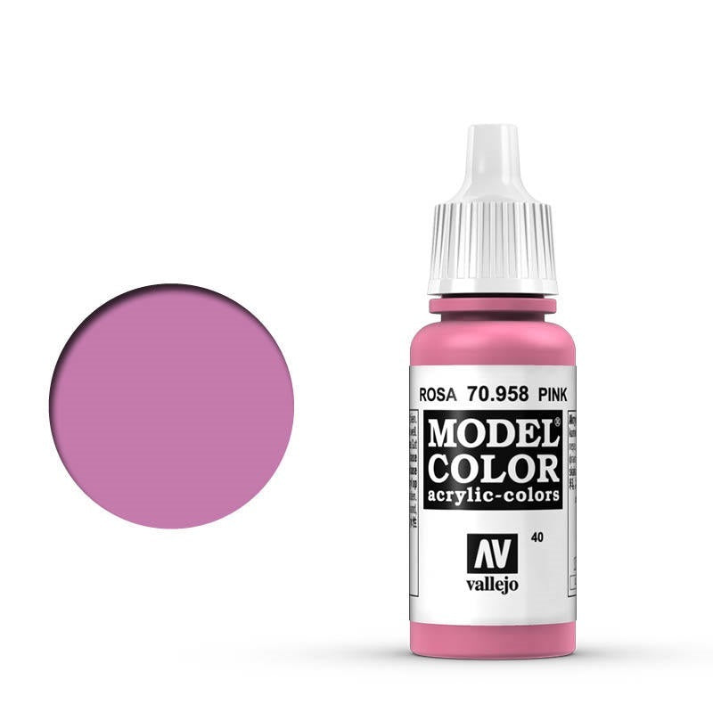 Vallejo-Vallejo Model Colour  040 Pink 17 ml Acrylic Paint [70958] -rc-cars-scale-models-sunshine-coast