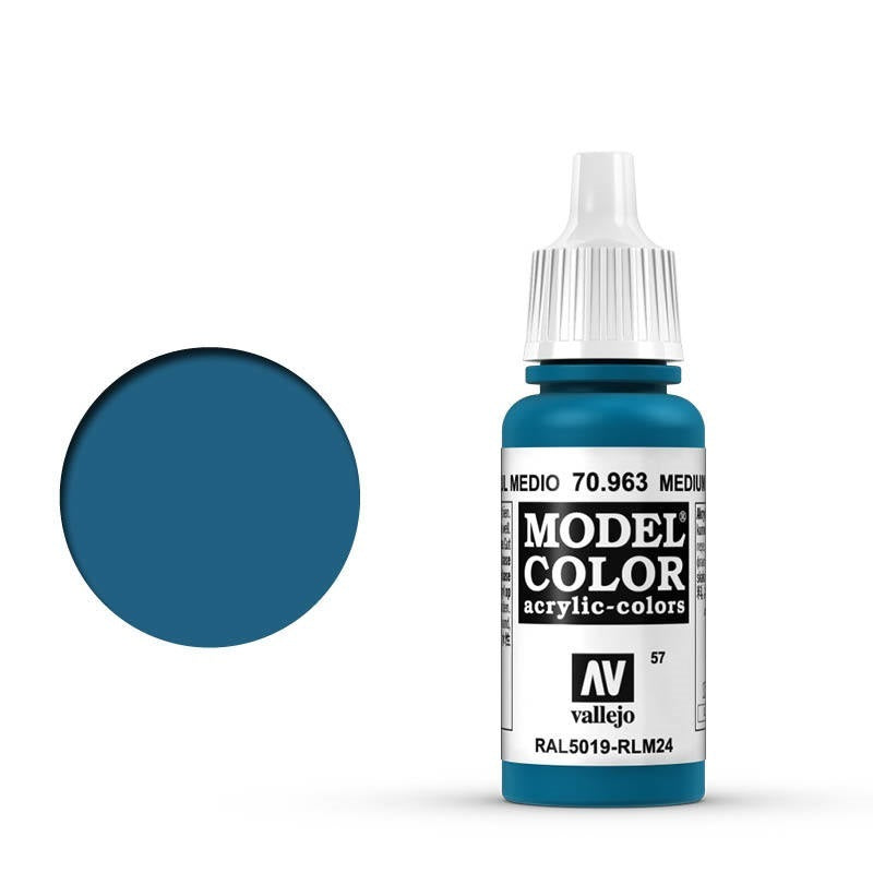 Vallejo-Vallejo Model Colour  057 Medium Blue 17 ml Acrylic Paint [70963] -rc-cars-scale-models-sunshine-coast