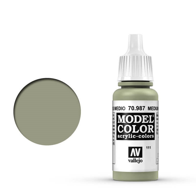 Vallejo-Vallejo Model Colour  111 Medium Grey 17 ml Acrylic Paint [70987] -rc-cars-scale-models-sunshine-coast