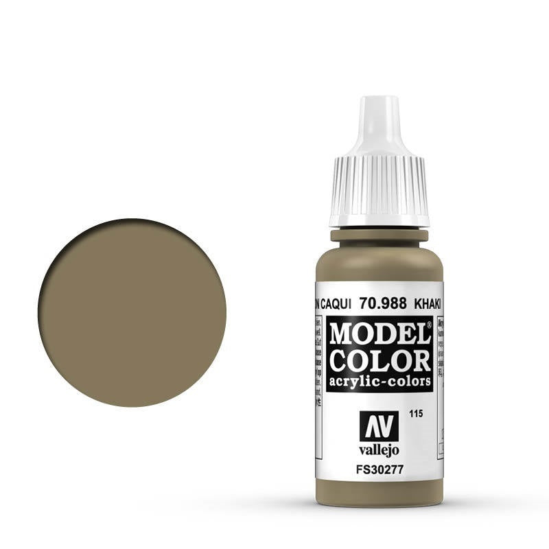 Vallejo-Vallejo Model Colour  115 Khaki 17 ml Acrylic Paint [70988] -rc-cars-scale-models-sunshine-coast