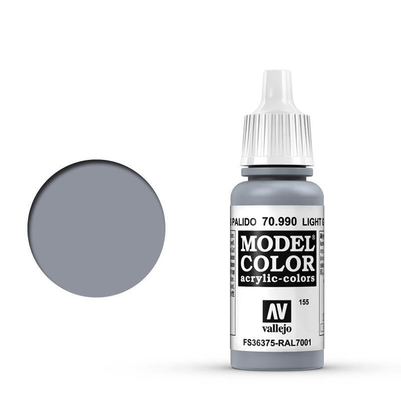 Vallejo-Vallejo Model Colour  155 Light Grey 17 ml Acrylic Paint [70990] -rc-cars-scale-models-sunshine-coast