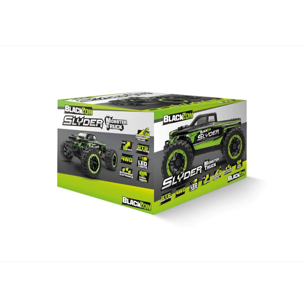 BlackZon Slyder MT 1/16 4WD Brushed Electric RC Monster Truck Green (RC Car) - Techtonic Hobbies - Blackzon