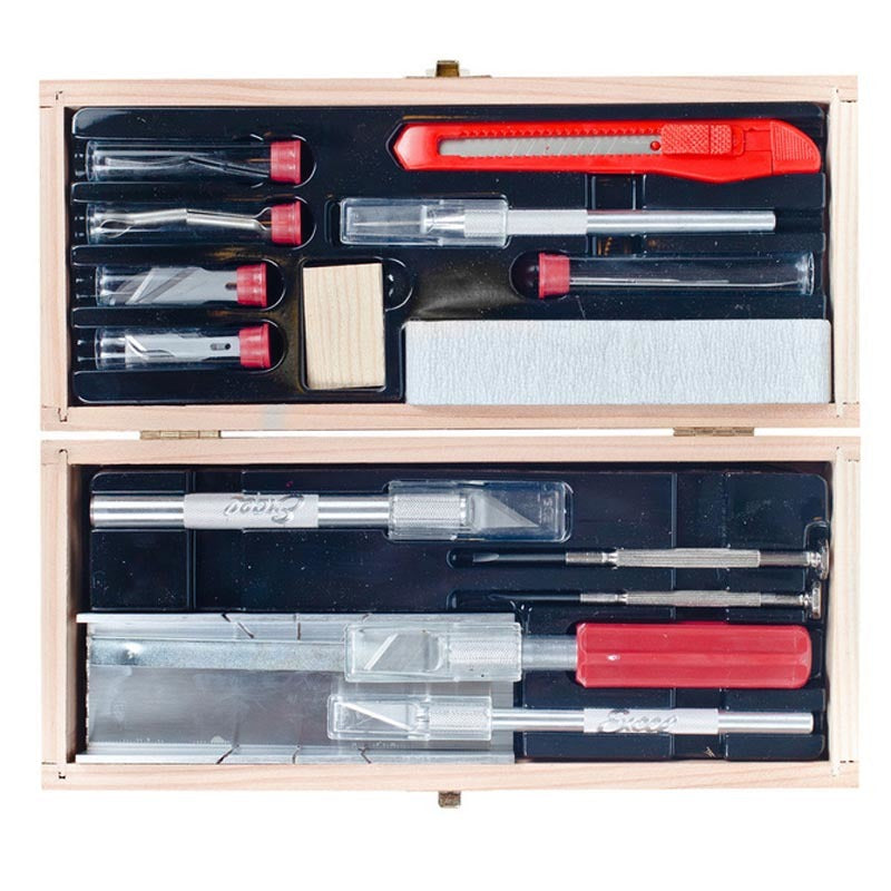 Excel-EXCEL 44286 Deluxe knife set in wooden box -rc-cars-scale-models-sunshine-coast