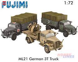 Fujimi 723211 1/72 Scale German 3t Opel Blitz Truck (Camouflaged or Medical Van & w/20mm Flak 38) Plastic Model Kit (Scale Model) - Techtonic Hobbies - Fujumi