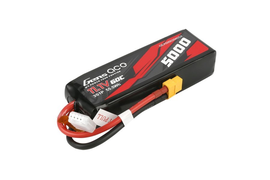 GEA50003S60SX | Gens Ace 5000mAh 11.1V 60C 3S1P Short-Size LiPo Battery Pack w/ XT60 Plug - Techtonic Hobbies - Gens Ace