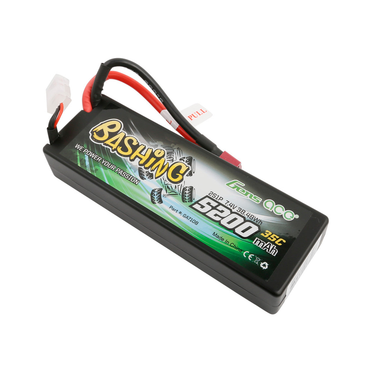 Gens Ace Bashing Series 5200mAh 7.4V 2S1P 35C Car Lipo Battery Pack Hardcase 24# With Deans Plug - Techtonic Hobbies - Gens Ace