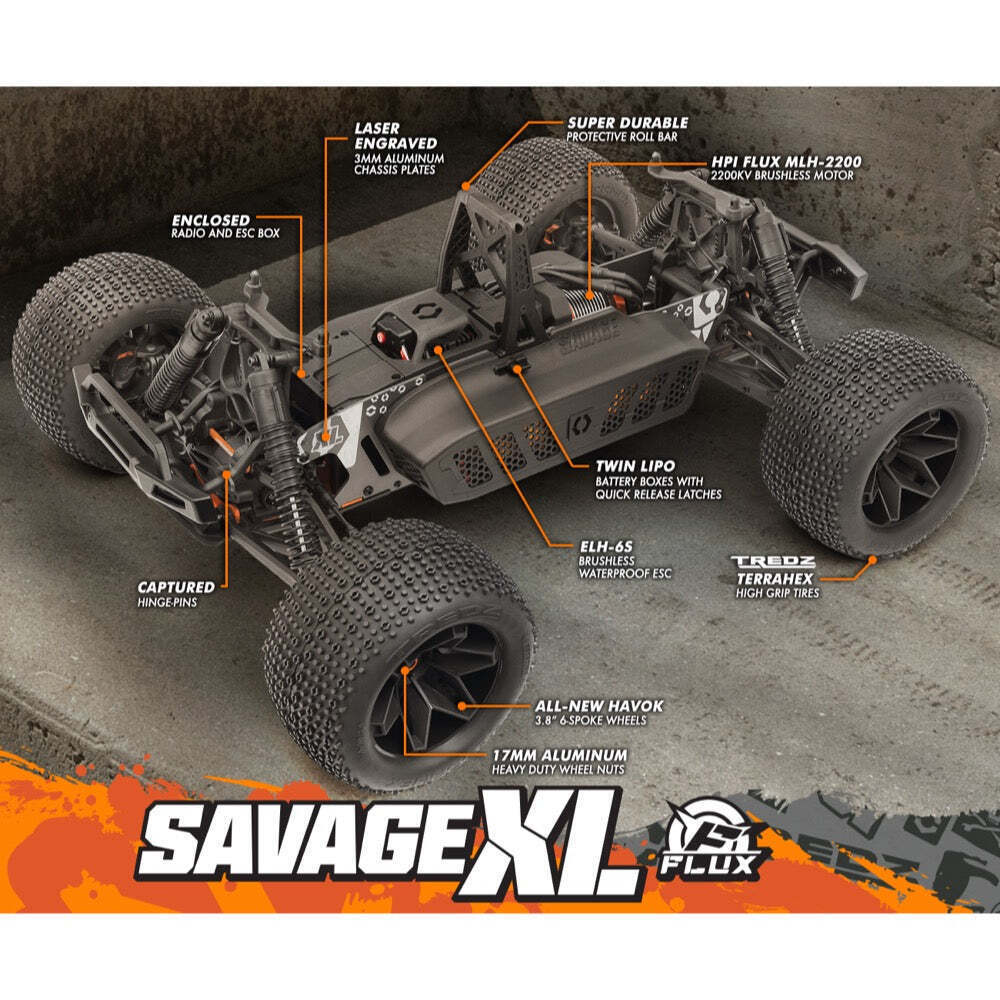 HPI  1/8 Savage Xl Flux V2 4Wd Brushless Monster Truck [160103] (RC Car) - Techtonic Hobbies - HPI